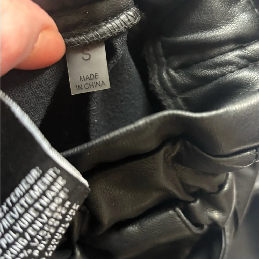 Black faux tie Leather Pants Sz S